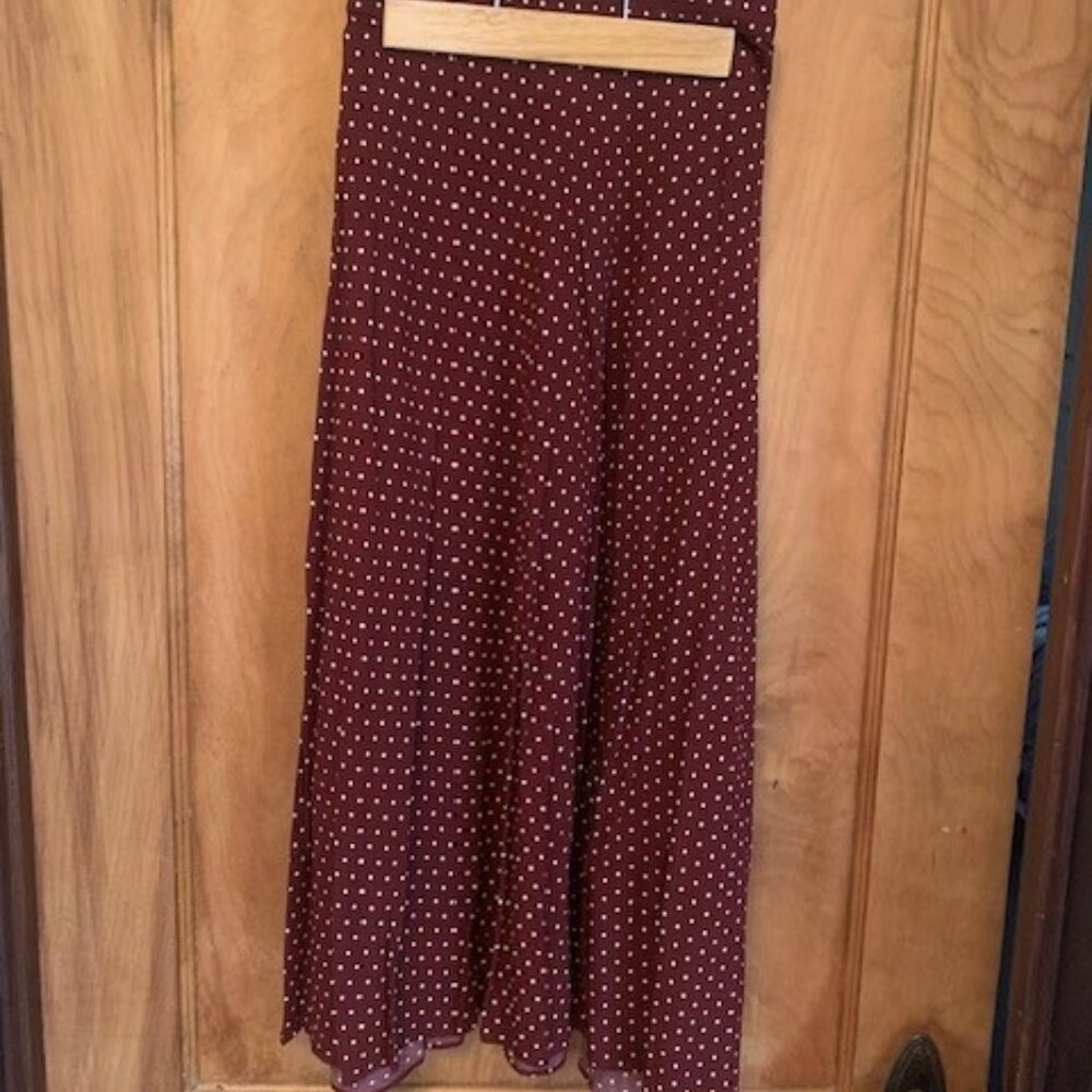 NWOT J. Jill Polka Dot Skirt Wine 16